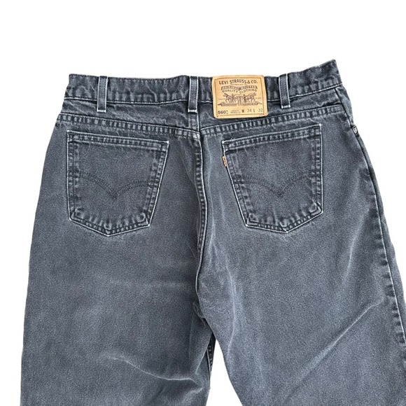 Vtg Levis 560 Orange Tab Black Jeans Mens Tapered Leg Loose Fit Black 34W 32L - Picture 10 of 14